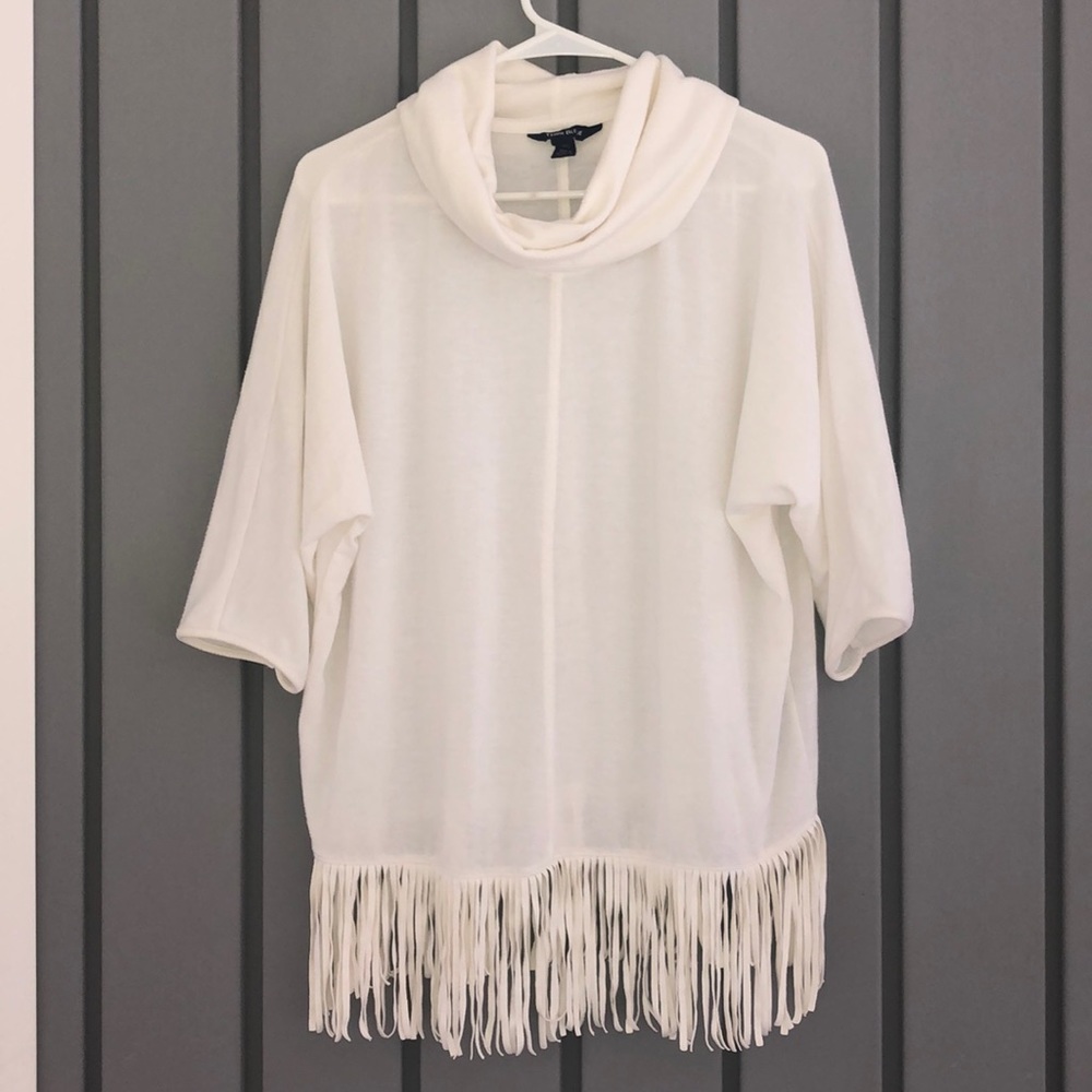 Terre Bleue Small Cowl Neck Fringe Shirt (NWOT)